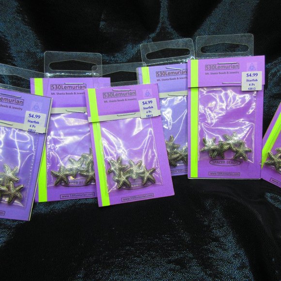 Silver Plated Star Fish Beads 4Pcs In Each Package Lot Of 6 Packages - Picture 2 of 3